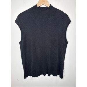 Coldwater Creek Silk Metallic Knit Tank Womens 2X Black Mock Neck Stretch Career